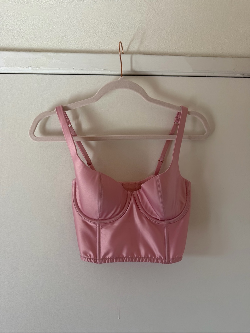 Victoria's Secret Satin Longline Bralette in Blush Pink
